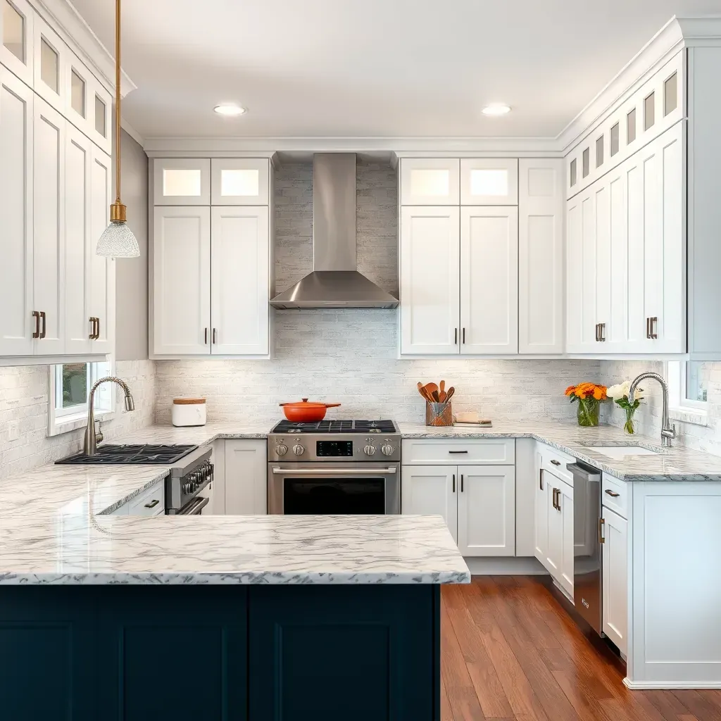 Detailed, modern kitchen design in Dunkirk, MD with sleek cabinets, stylish countertops, and contemporary appliances.