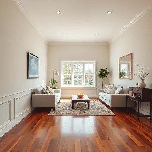 Beautiful Pasadena living room with freshly painted neutral walls, polished hardwood floor, modern furniture, and elegant decor