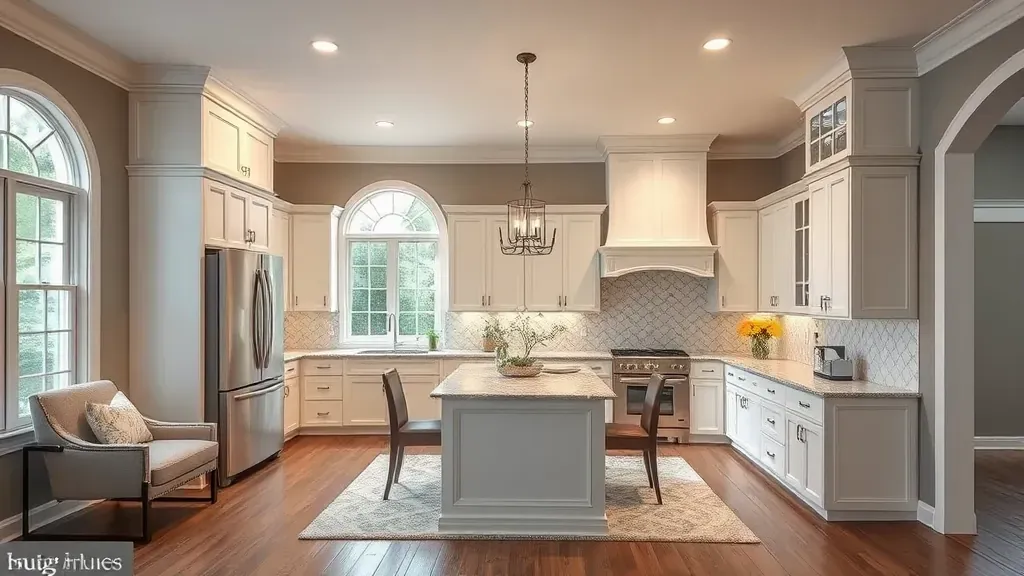 Remodeling in Gambrills, MD with a beautifully redesigned kitchen featuring modern appliances and cabinets.