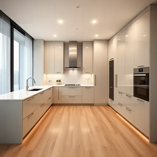 Modern Pasadena kitchen with sleek cabinetry quartz countertops recessed led lighting hardwood floors natural light