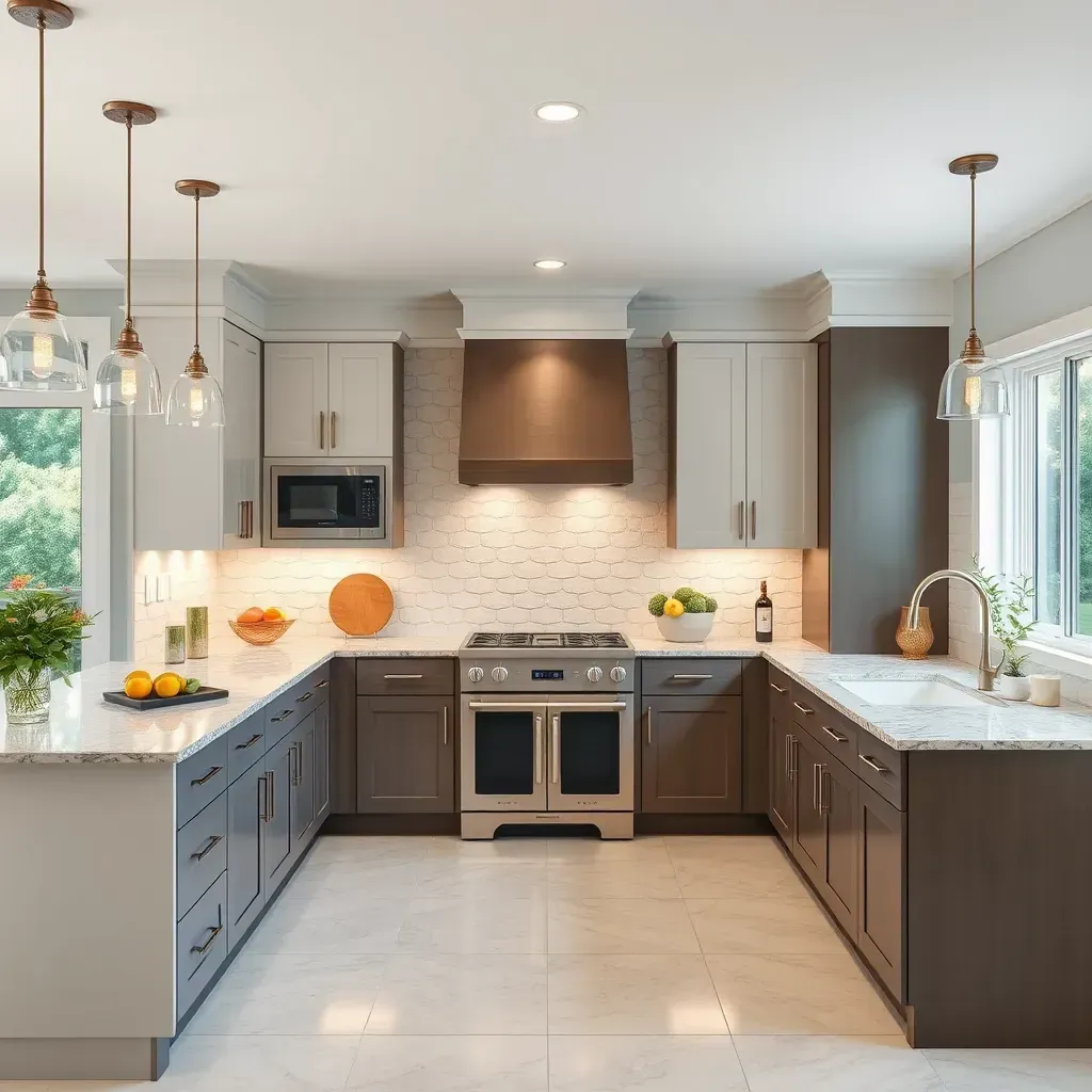 Modern Ijamsville kitchen with white shaker cabinets, granite countertops, stainless steel appliances, and hardwood floors.