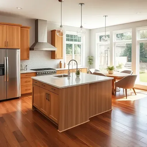 Remodeled kitchen in Pasadena MD with quartz countertops, custom cabinetry, stainless steel appliances, and open-concept design.