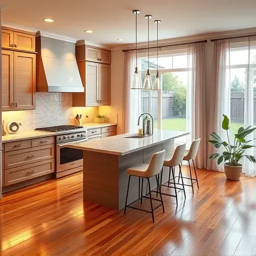 Modern kitchen remodeling in Millersville MD featuring sleek cabinetry, granite countertops, and elegant decor.