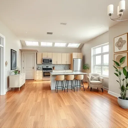 Stunning open-concept living room in Woodbine MD with hardwood floors, stylish decor, and bright natural light.