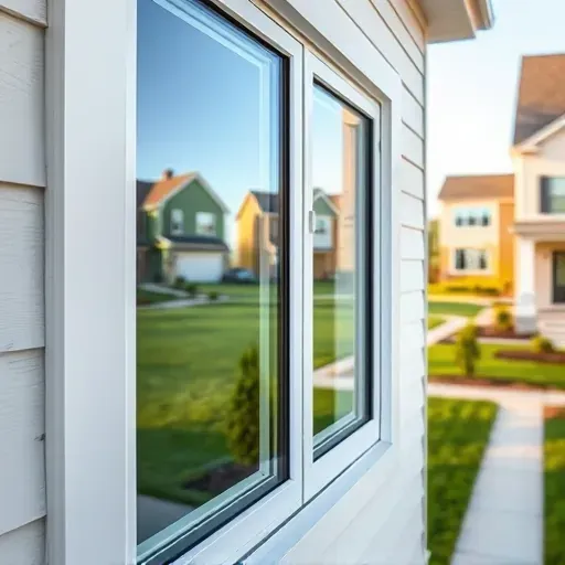 Modern residential home in Pasadena MD featuring a new sleek energy-efficient window with detailed craftsmanship and suburban surroundings