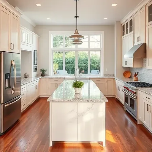 Recently remodeled kitchen in Pasadena, MD with granite countertops, stainless appliances, custom cabinetry, and natural light.