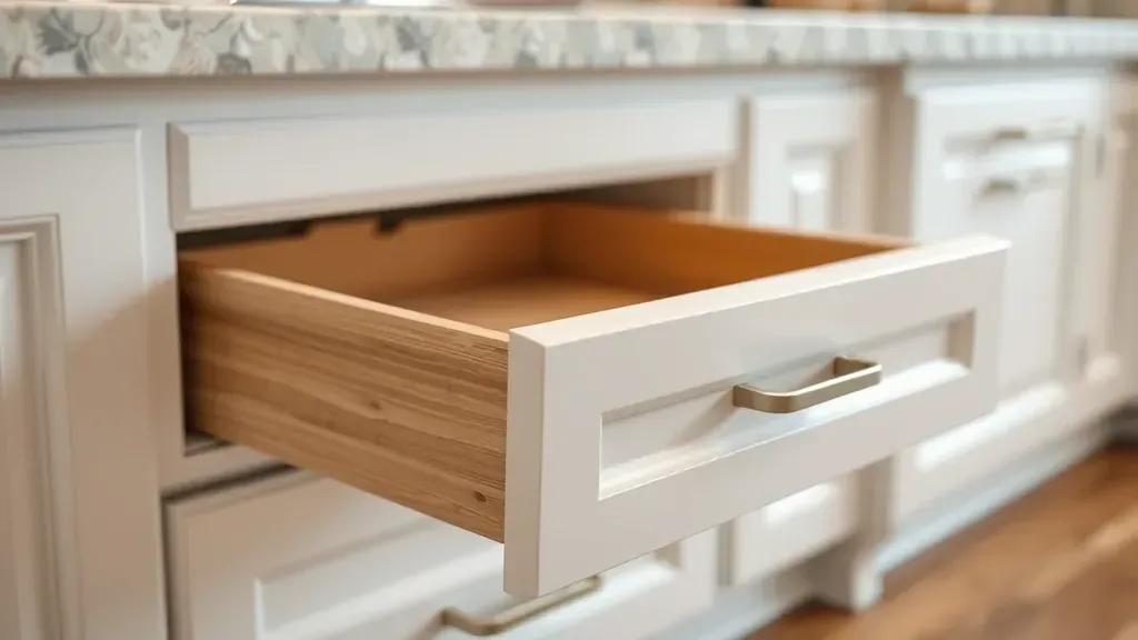 Soft Close Drawer Slides product showcase in Pasadena, MD with modern kitchen cabinetry display