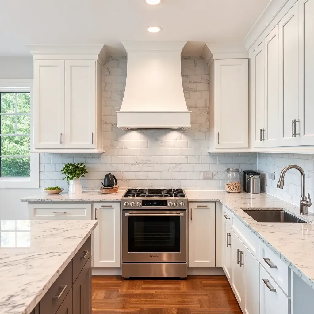 Modern Rockville kitchen with granite countertops, sleek cabinets, large island, and natural light.