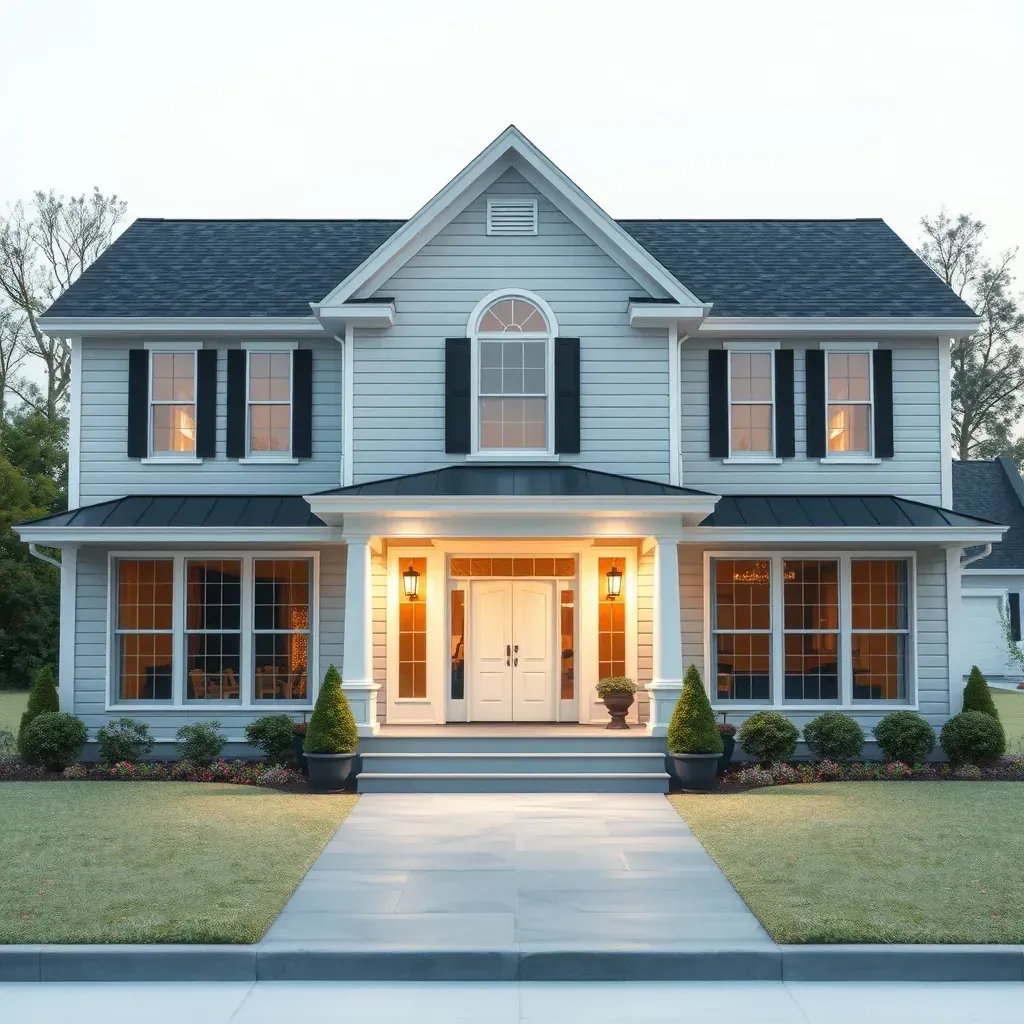 Renovated home in Port Republic, MD with fresh paint, scaffolding, new windows, landscaped yard, and construction materials.