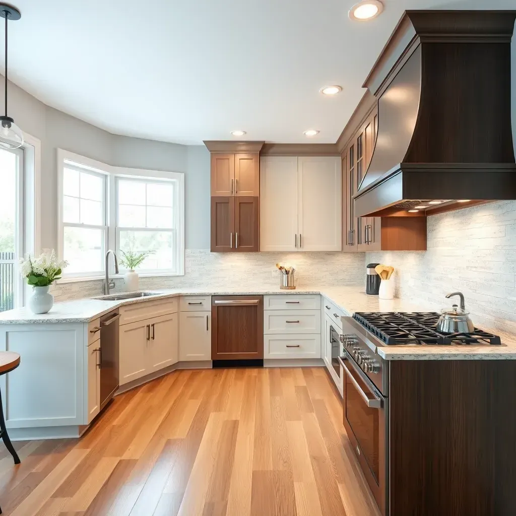 Modern kitchen in Derwood, MD featuring sleek cabinets, stainless steel appliances, and bright natural lighting.
