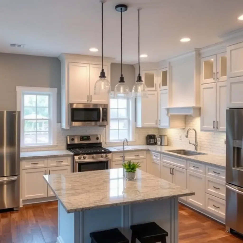 Beautiful Gibson Island, MD kitchen with sleek cabinetry, quartz countertops, stainless steel appliances, and coastal charm.