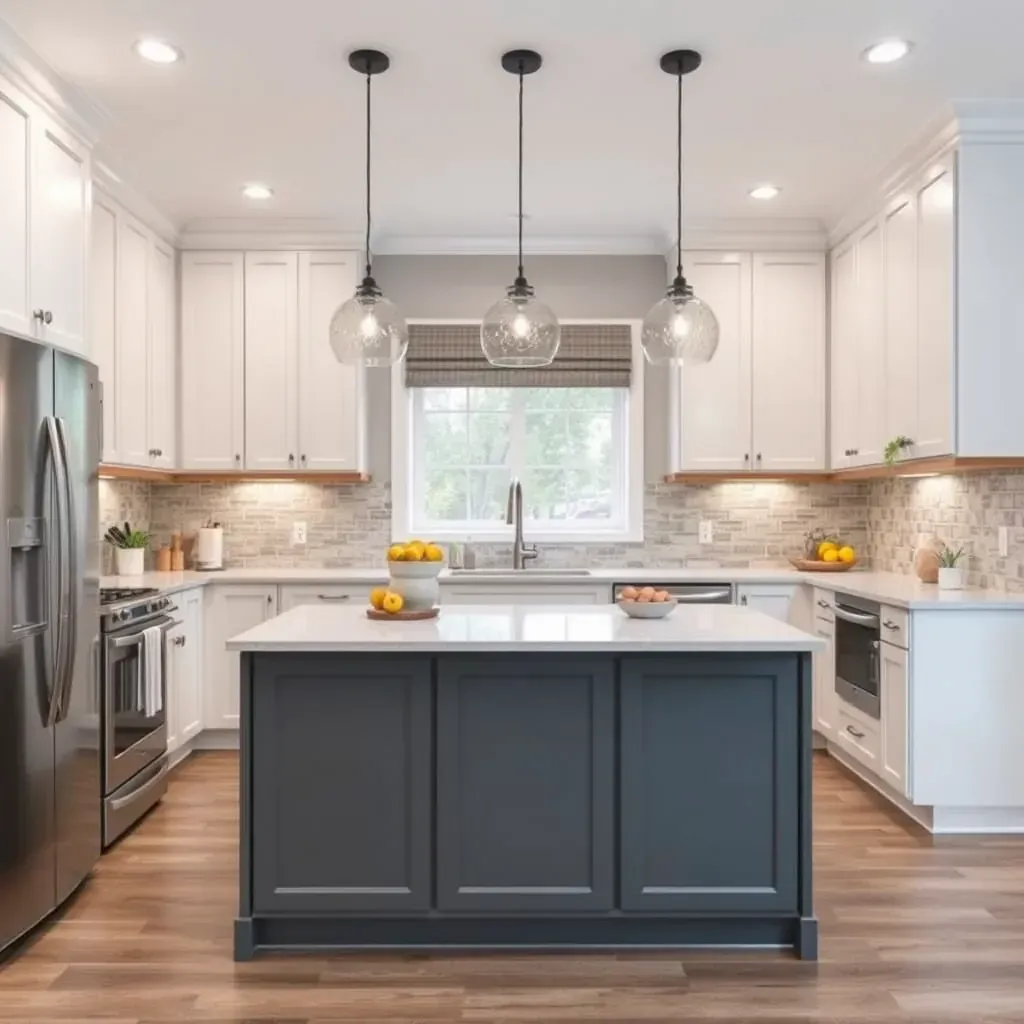 A modern kitchen in Glenel, MD with sleek cabinets, stainless steel appliances, and colorful backsplash tiles.