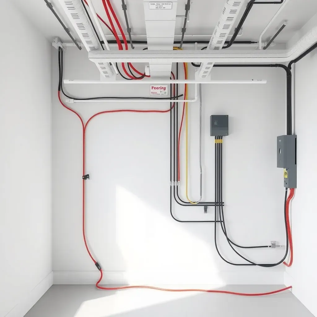 High-quality image of electrical wiring and panels at an installation site in Pasadena, MD, showcasing electrical infrastructure.