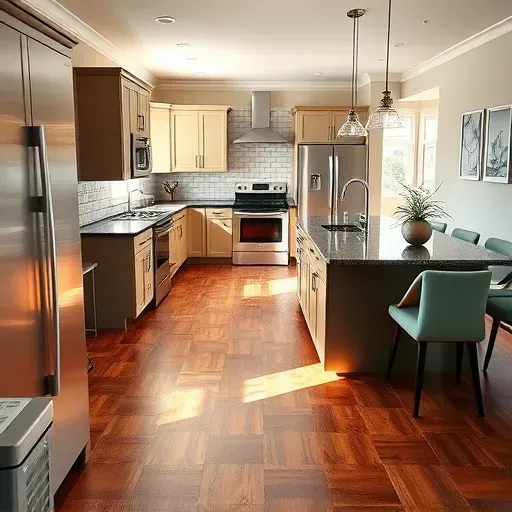 Modern Derwood MD kitchen remodel with sleek cabinetry, granite island, stainless appliances, and elegant decor elements.