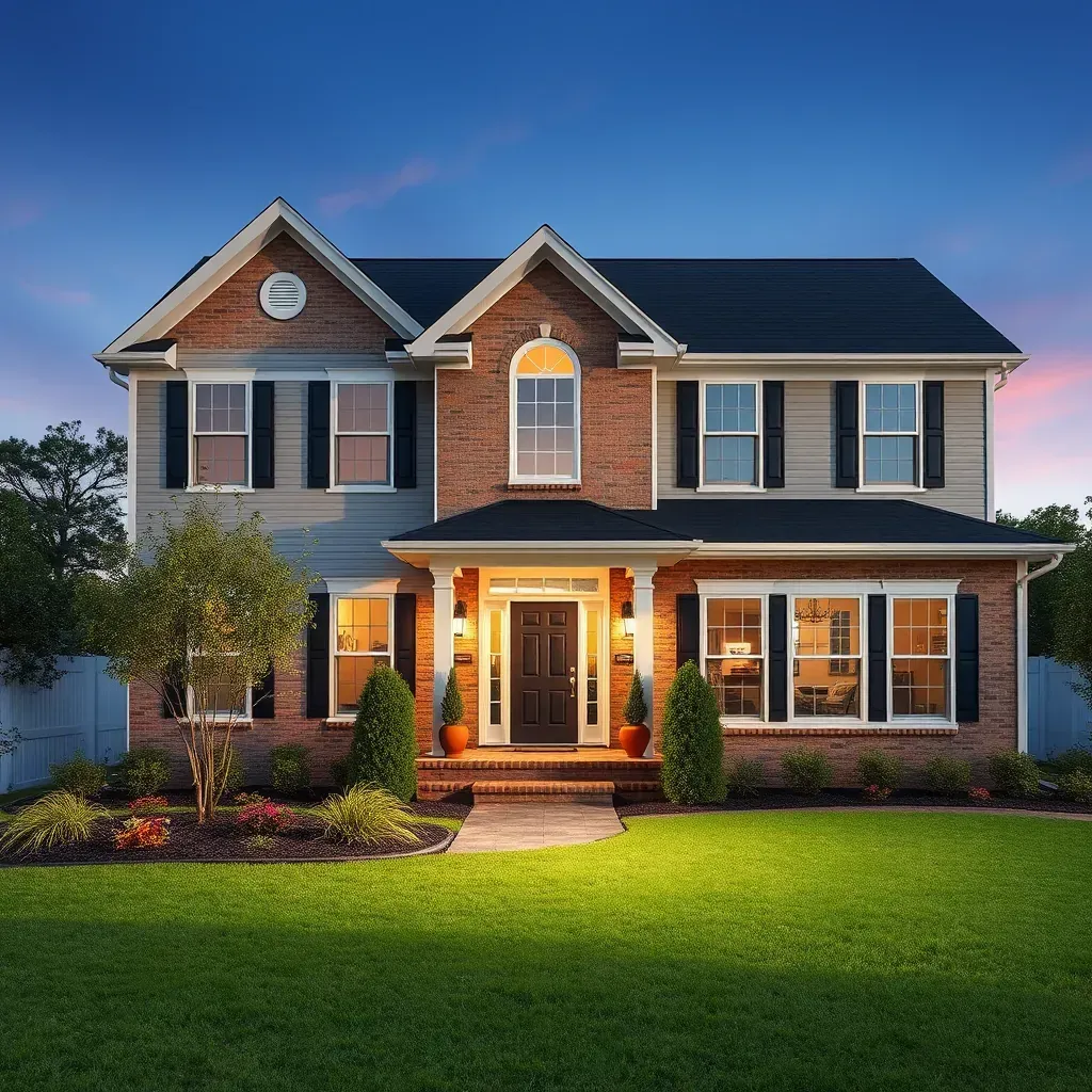 Detailed scene of Hanover, MD home renovation with fresh paint, scaffolding, tools, partial interior updates, and landscaped yard.