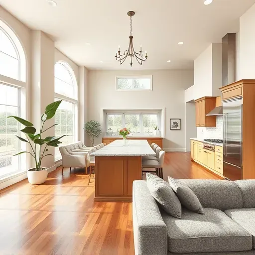 Remodeled Phoenix MD living space with hardwood floors, modern kitchen, stylish decor, and ample natural light.