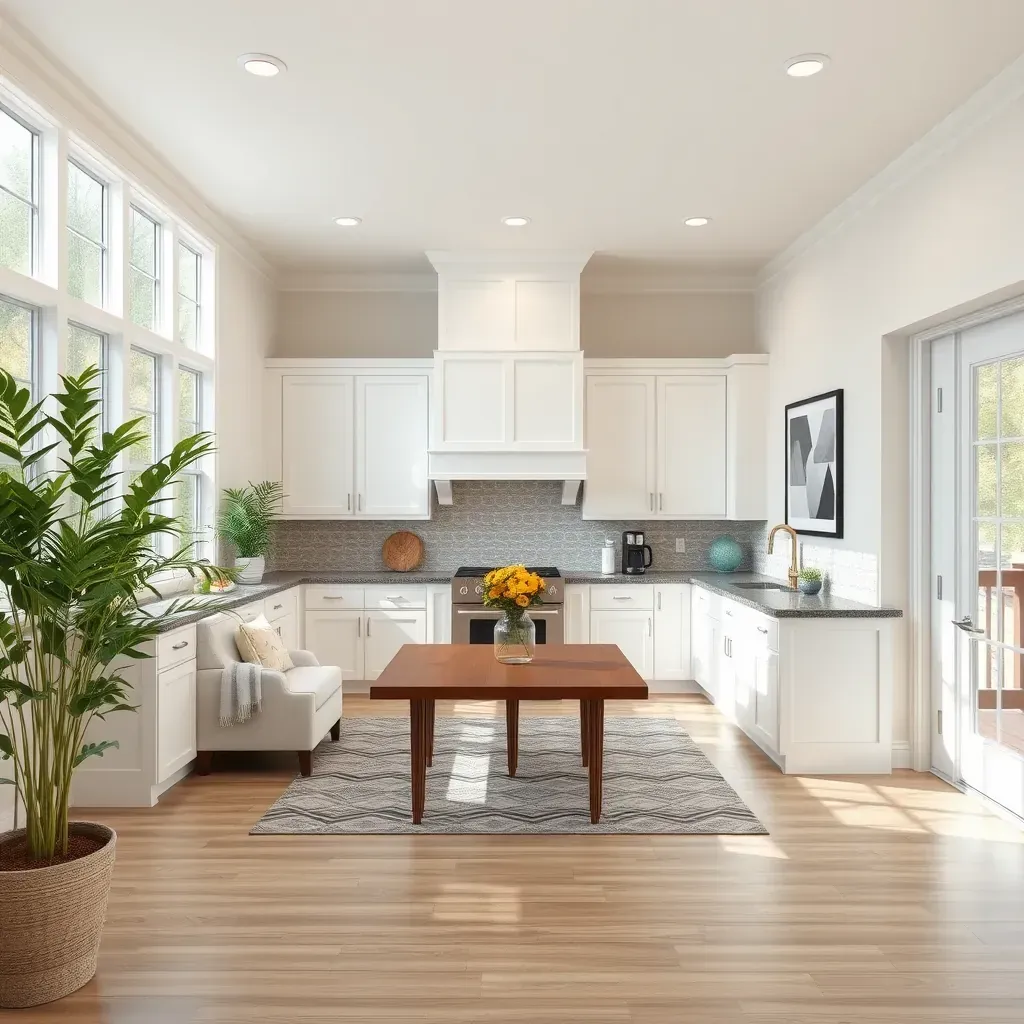 Home Remodeling and Renovation in Severna Park, MD with a modern kitchen and updated hardwood floors.