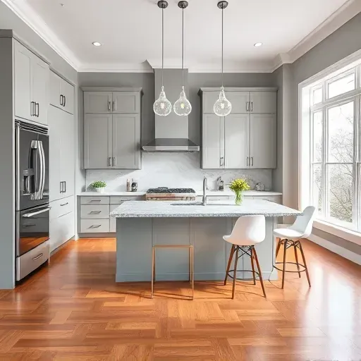 Completed kitchen remodel in Parkton MD featuring modern cabinetry, granite counters, stainless appliances, and natural light.