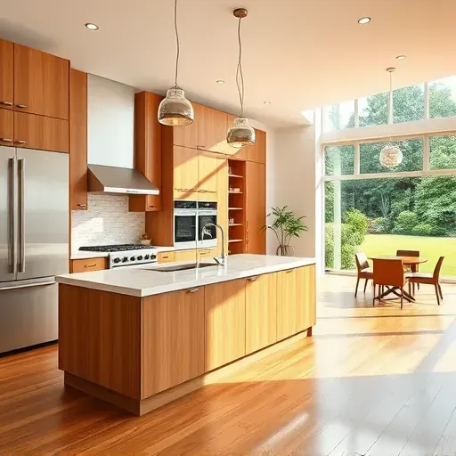 Renovated modern kitchen in New Market MD with oak cabinets quartz countertops stainless steel appliances and natural light