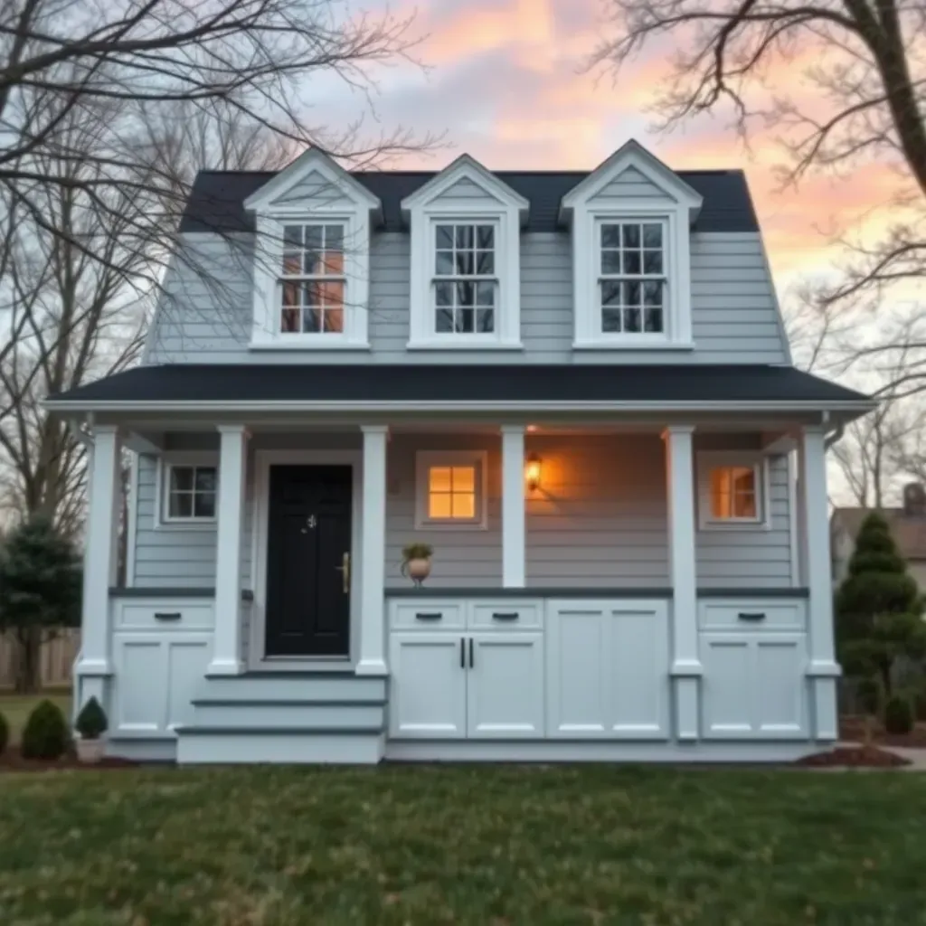 Renovated Glen Arm, MD home with manicured lawn, new siding, porch, landscaping, and ongoing remodeling projects.
