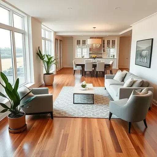 Modern living room remodel in Parkton MD with hardwood floors, large windows, and elegant contemporary decor.