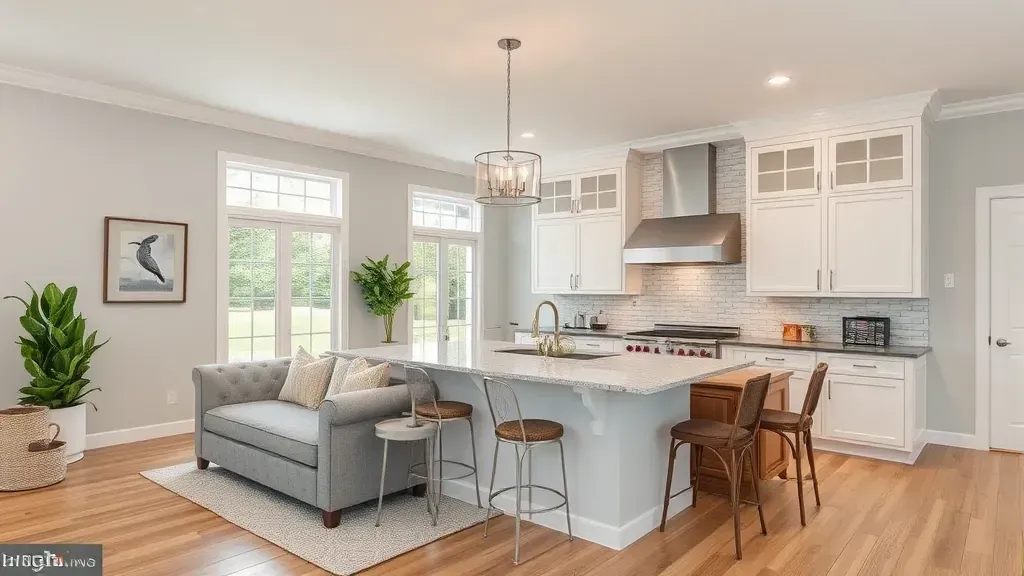 Remodeling in New Market, MD showcasing a stylish kitchen renovation with modern appliances and design elements.