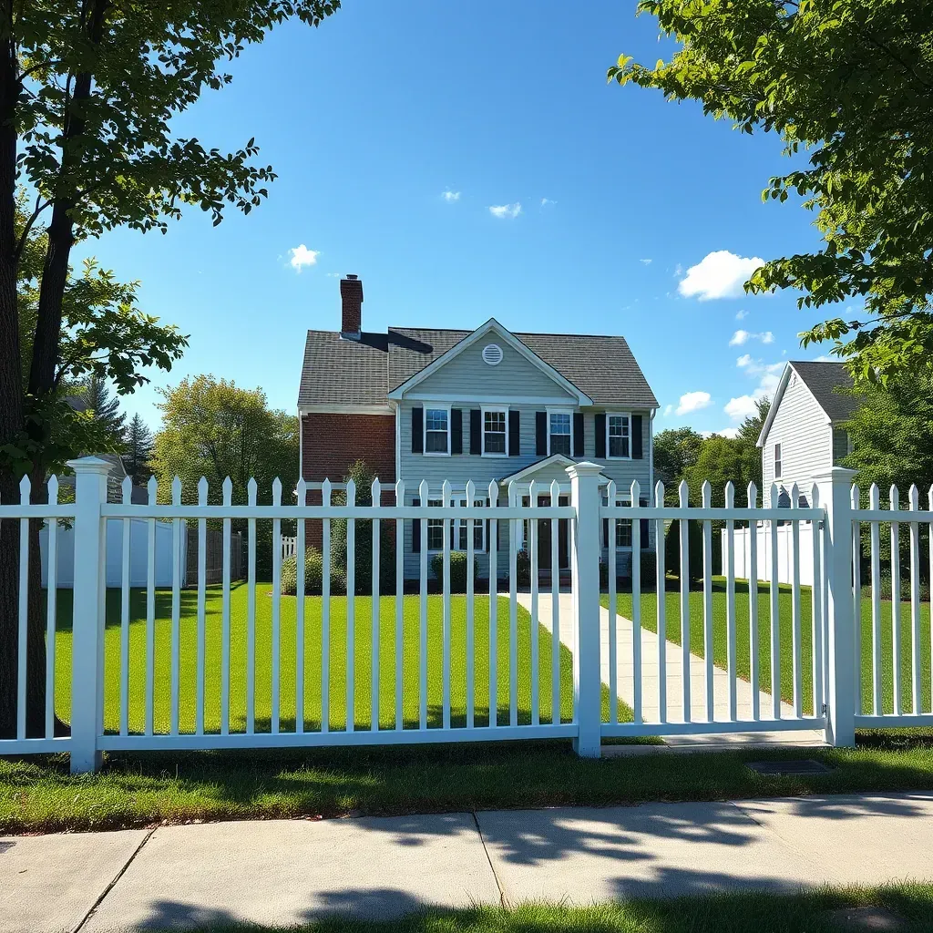 Fencing in Pasadena, MD, featuring wooden posts and chain-link barriers along a residential yard.