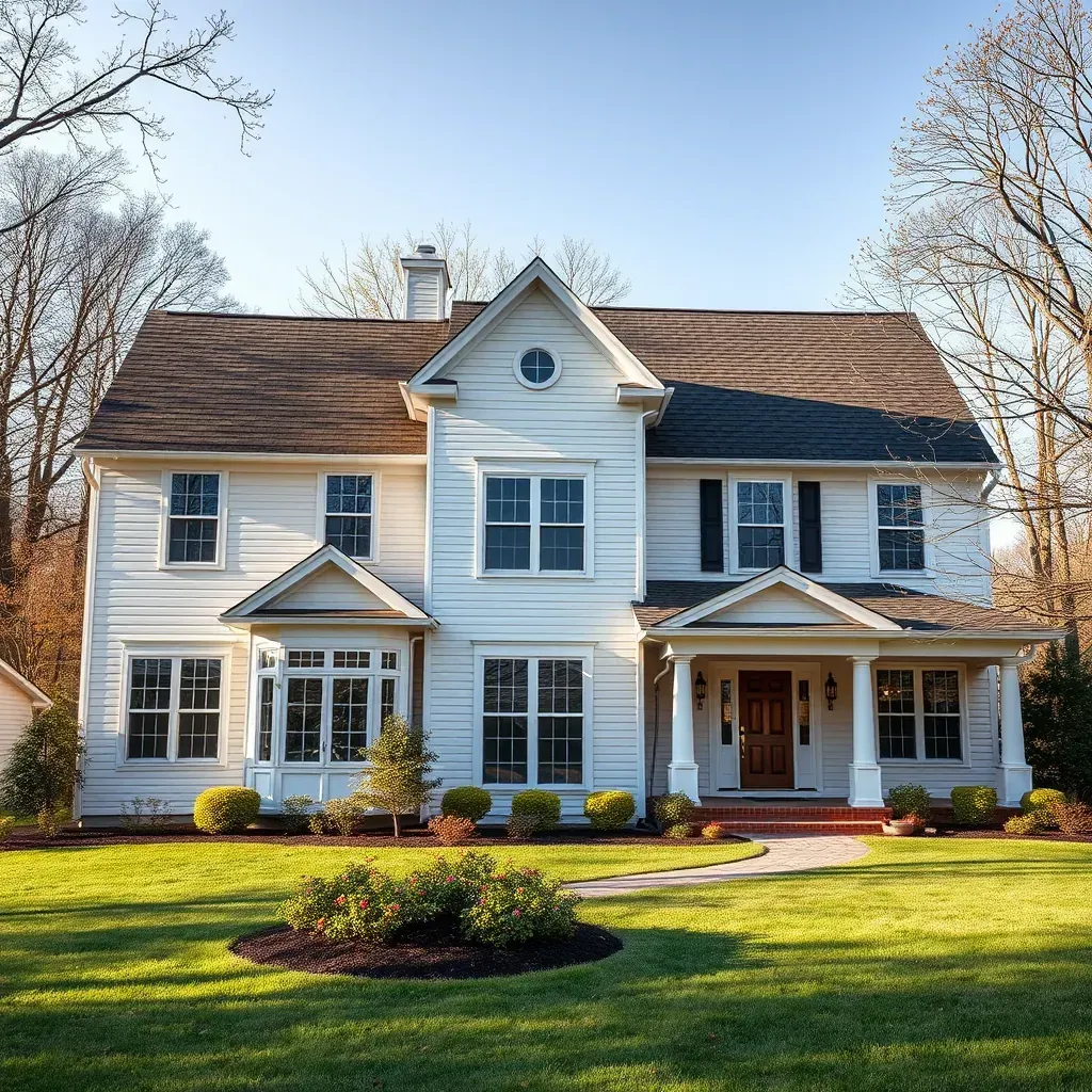 Spacious home in Parkton, MD under renovation with new siding, porch, scaffolding, construction materials, and landscaping.