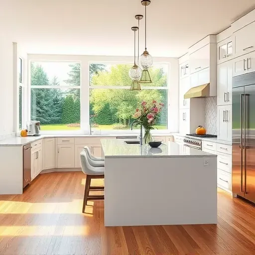 Beautifully renovated kitchen in Pasadena MD with modern cabinetry, stainless steel appliances, and marble island, bright and inviting.