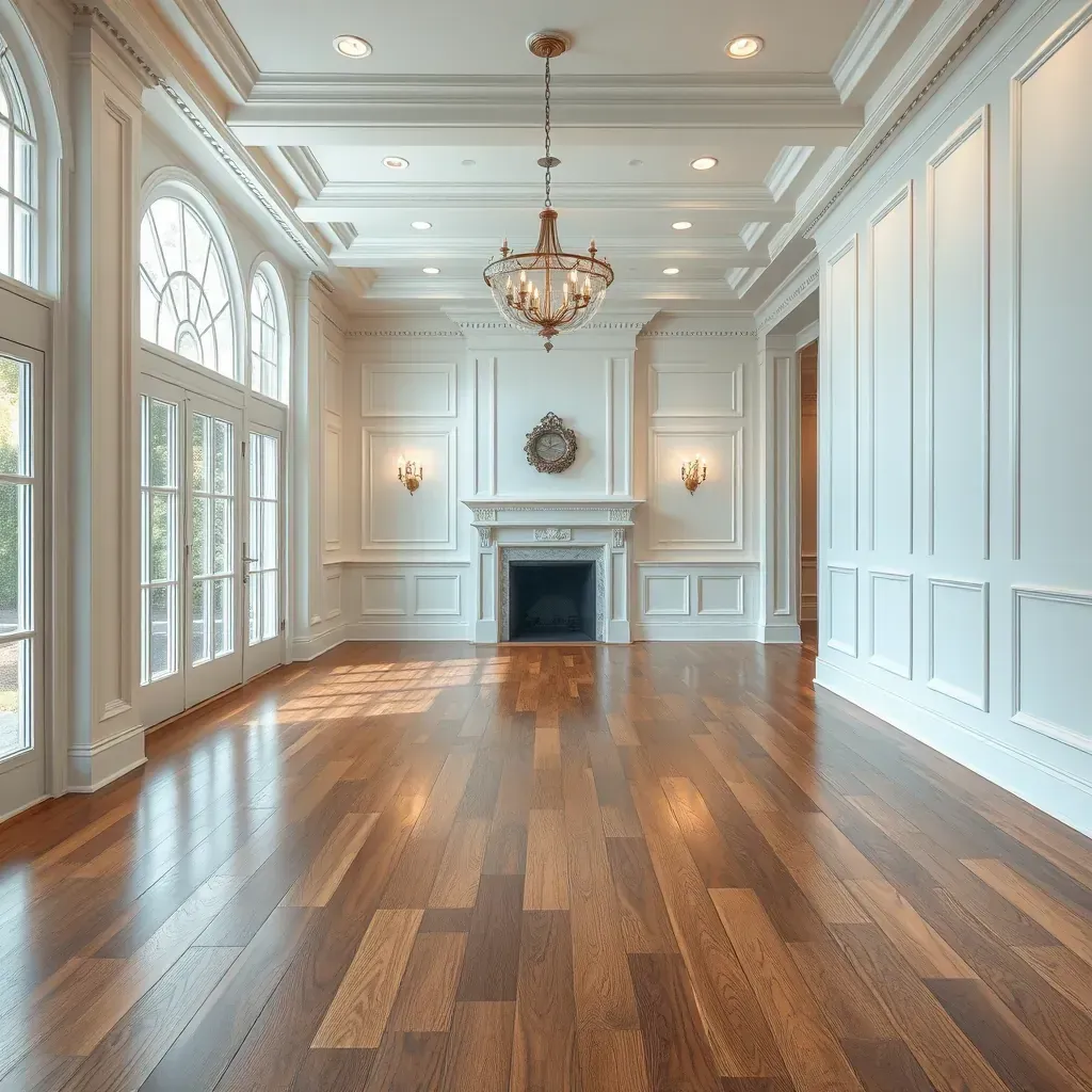 High-quality image of polished hardwood flooring in a Pasadena, MD home or office interior.