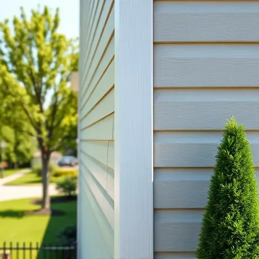 Close-up of freshly installed vibrant vinyl siding on a modern home in Pasadena Maryland with lush landscaping and clear sunny sky