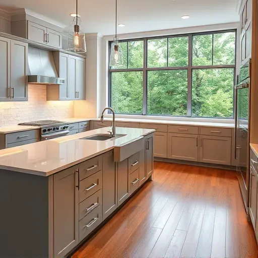 Meticulously renovated kitchen in Clarksburg MD featuring modern cabinetry, quartz island, and stainless steel appliances.