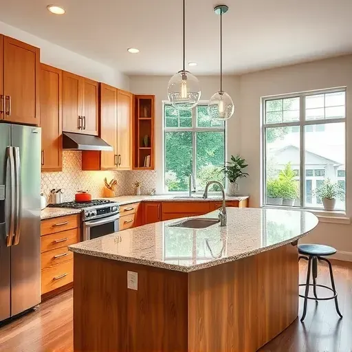 Newly remodeled kitchen in Glen Arm, MD with modern cabinetry, stainless steel appliances, and vibrant natural light.