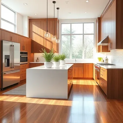 Remodeled Bethesda kitchen with quartz counters stainless steel appliances wood cabinetry and natural light