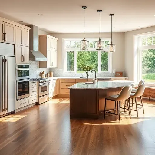 Modern Ellicott City kitchen remodel featuring sleek cabinetry, granite countertops, spacious island, and stylish decor.