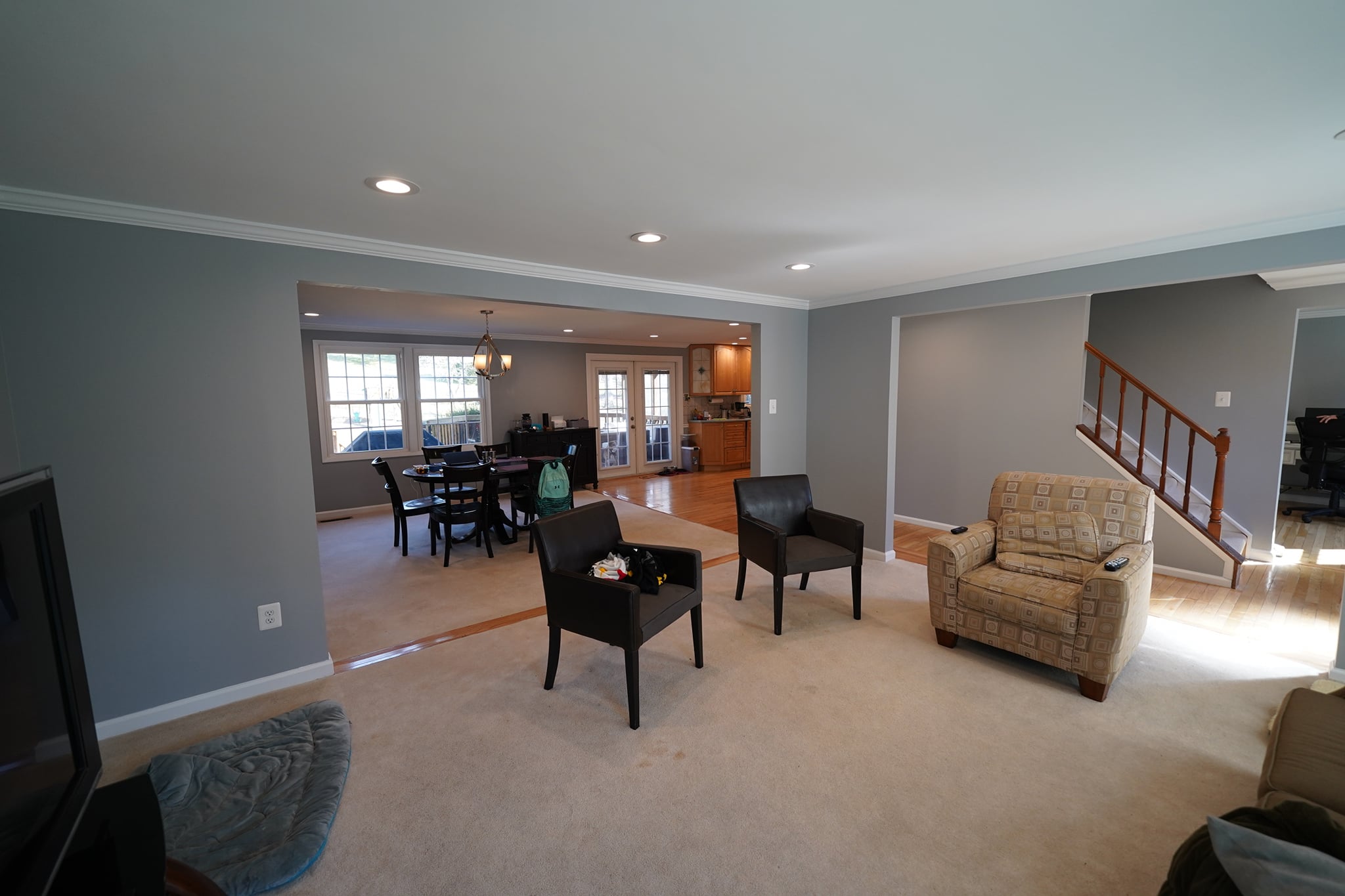 Vienna Virginia completed structural remodel with widened hallway improved natural light and open floor plan