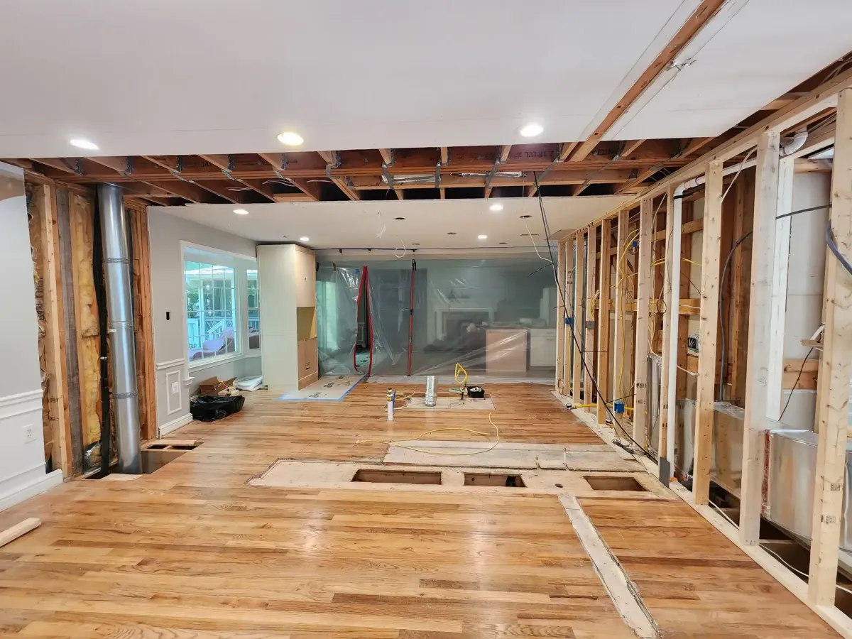 Fairfax Station Virginia second HVAC zone added to attic during load bearing wall removal and kitchen remodel