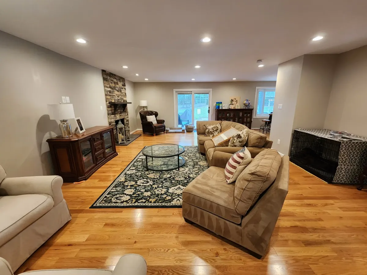 Reston Virginia drywall patching flooring installation and trim work completed after load bearing wall removal