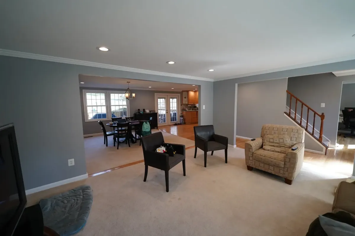 Vienna Virginia completed structural remodel with widened hallway improved natural light and open floor plan