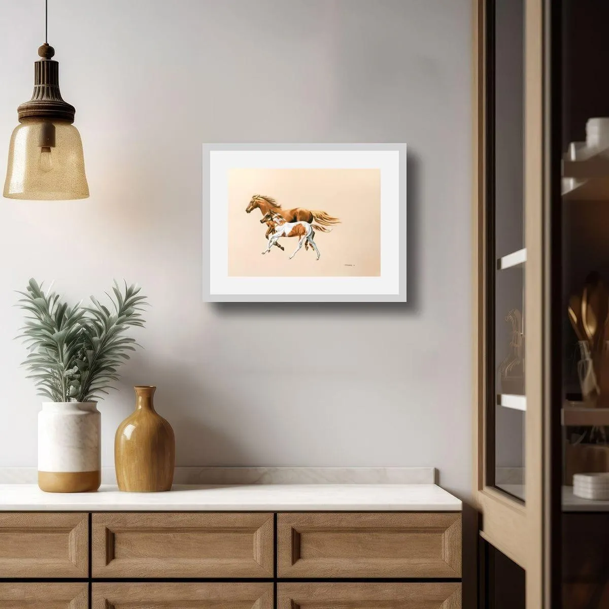 Mock-up of a framed Fine Art Print of Free Running