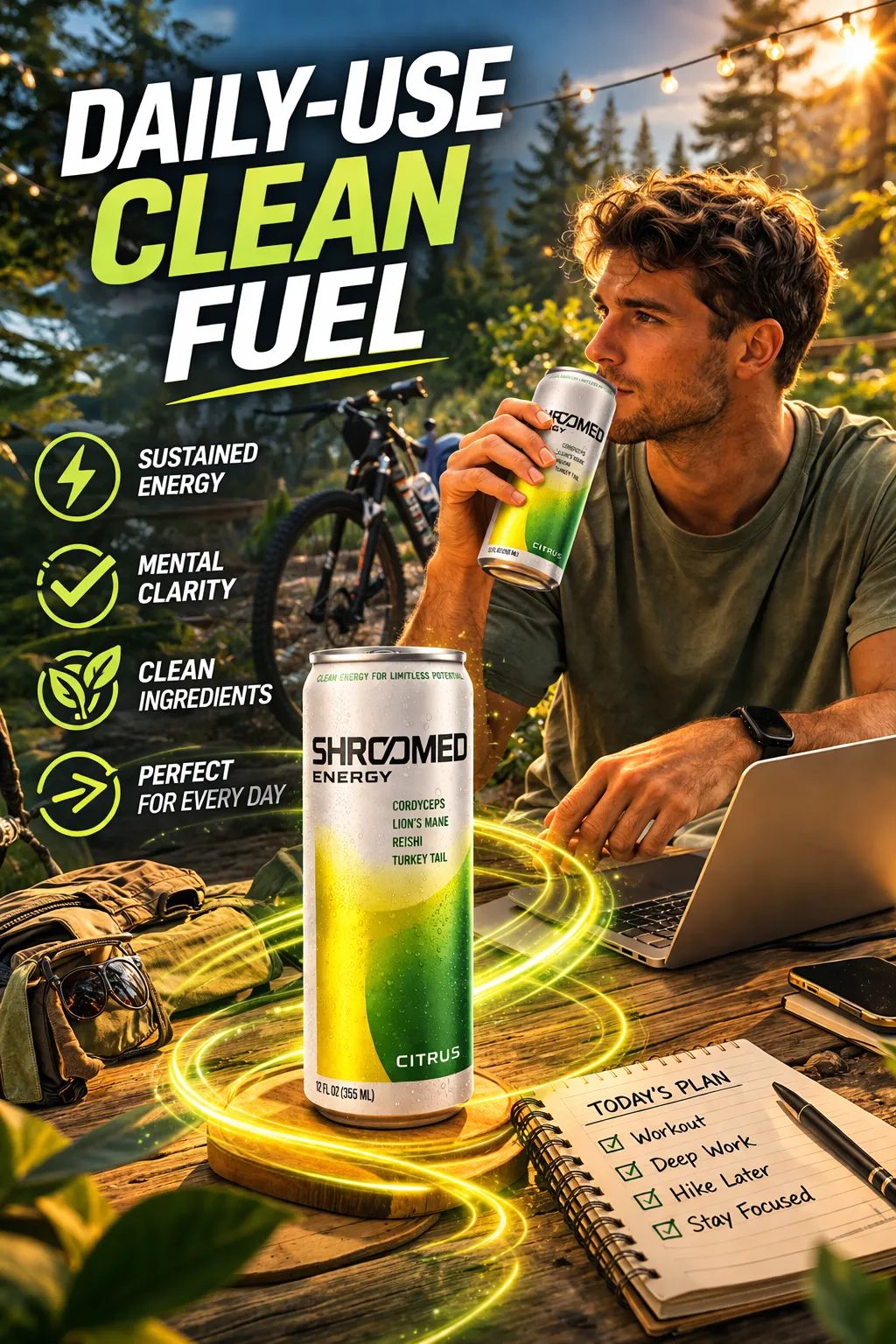 Wind turbines in a green field at sunrise