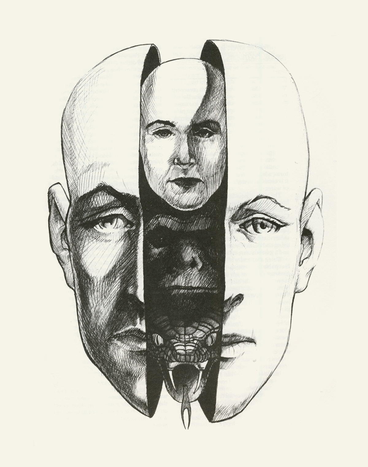 a human head opens at the front to show the gates of perception 