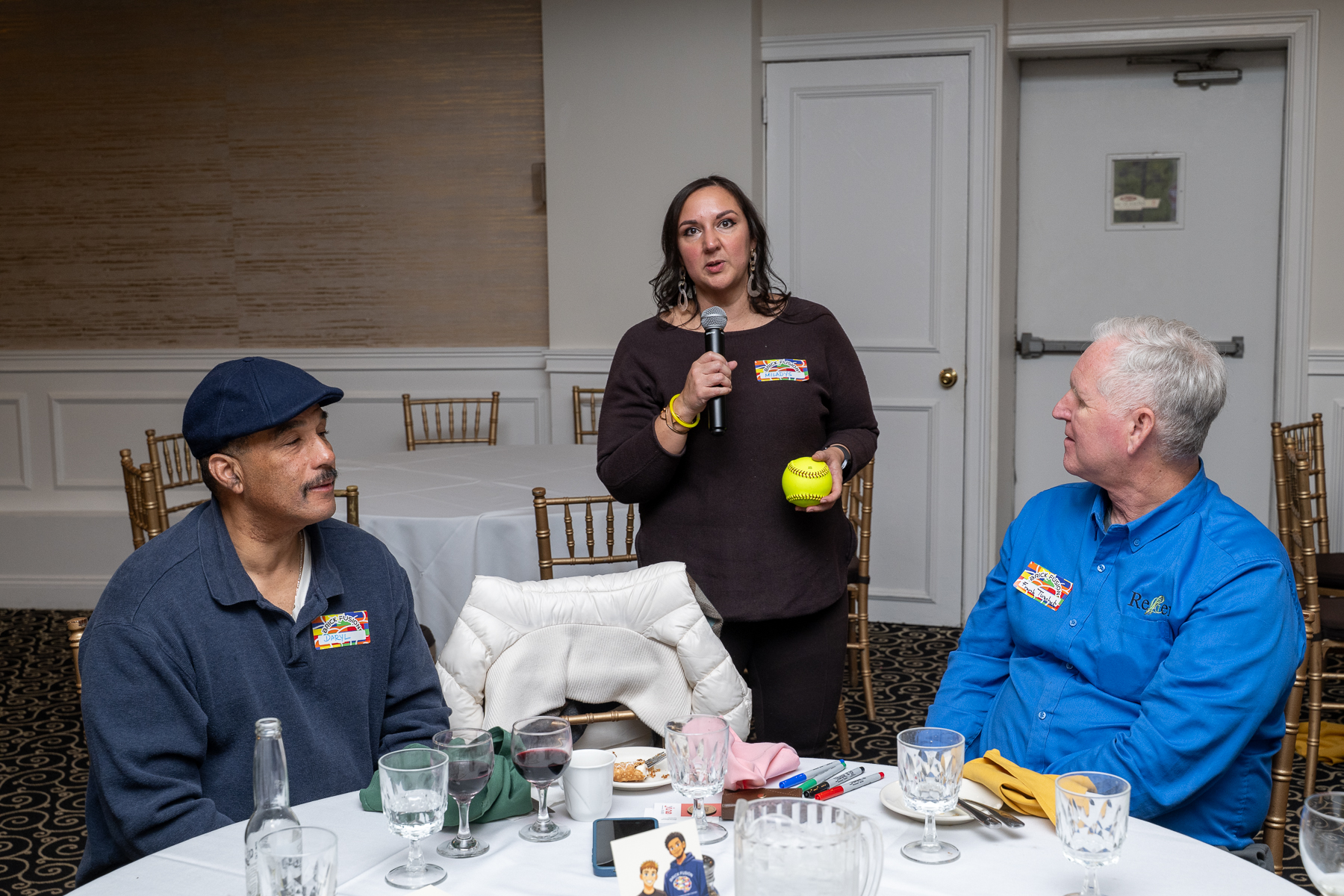 Professional networking event with bricks