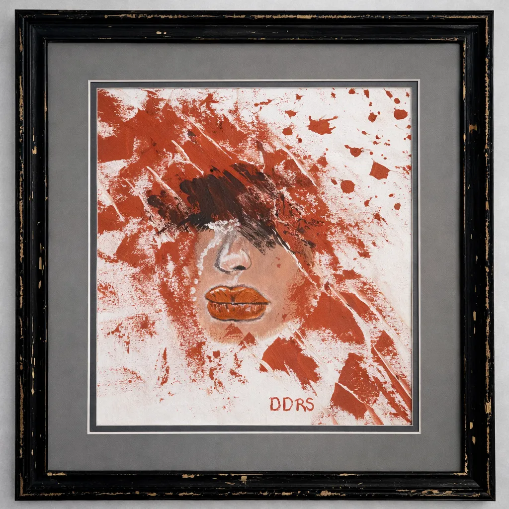 A gallery wall with three distinct paintings by Daniel Drake, each representing a different period of his career, displayed in a minimalist setting.