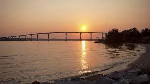 Waterfront sunset in St Mary’s County Maryland near Chesapeake Bay homes