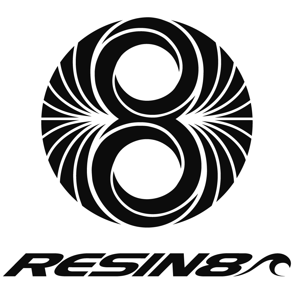 resin8 surf brand identity hero logo black and white willmwcreative