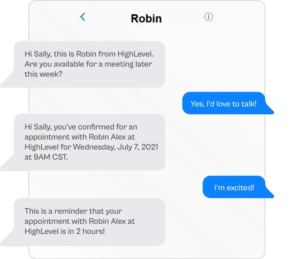 Text message automation from HighLevel CRM scheduling appointments and sending reminders
