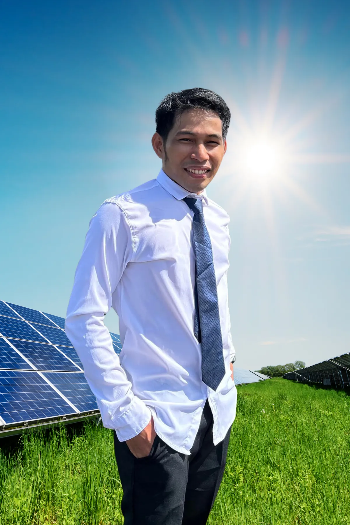 Roberto Felices Jr. on-site during a solar installation