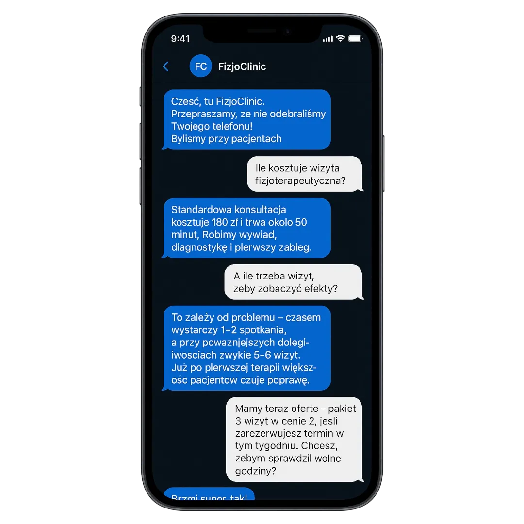 Automatyzacja missed call text back połączona z chatbotem AI, który odpowiada klientom po nieodebranym połączeniu