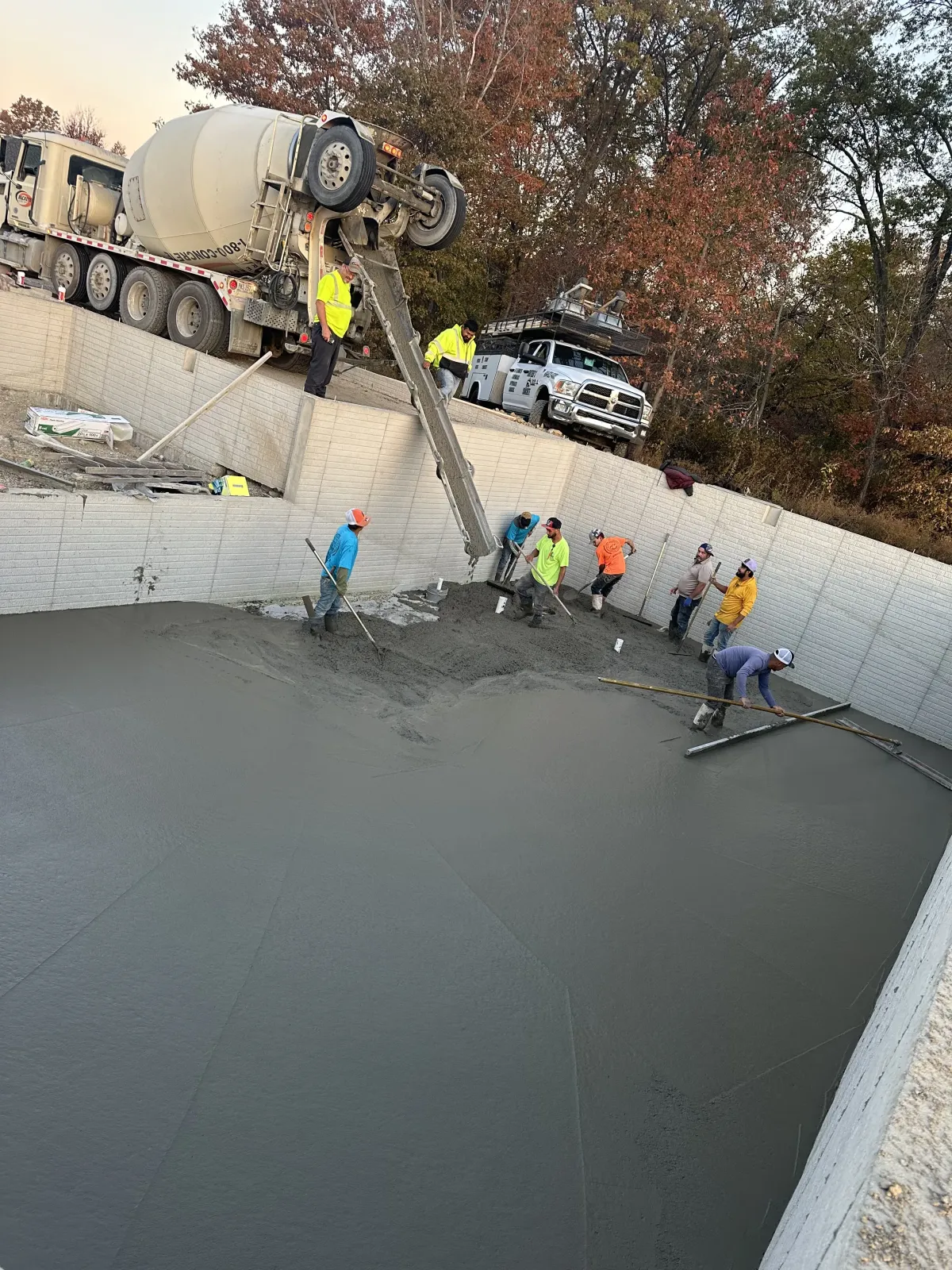 basement concrete slab installation in Cincinnati Ohio interior foundation floor smooth finish